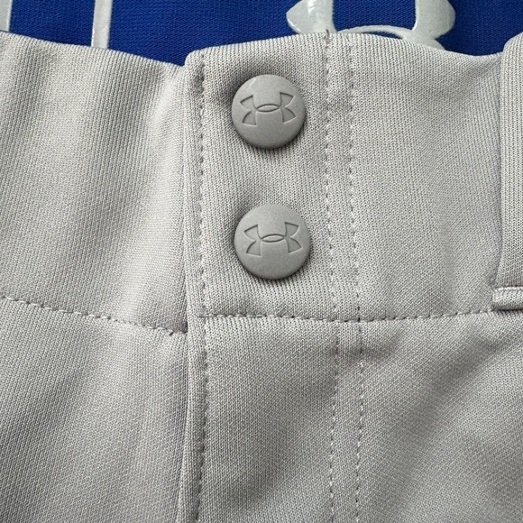 Under Armour Mens Large Grey Baseball Pants Knickers Piped Open Bottom - Picture 5 of 15